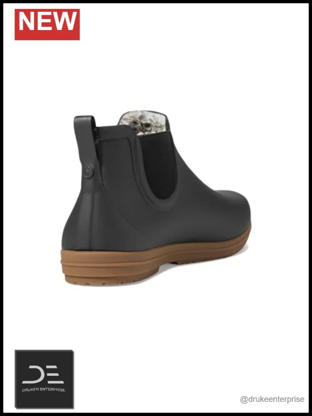 Waterproof Chelsea Ankle Boots Winter Plush Lining Slip-On Pull-On